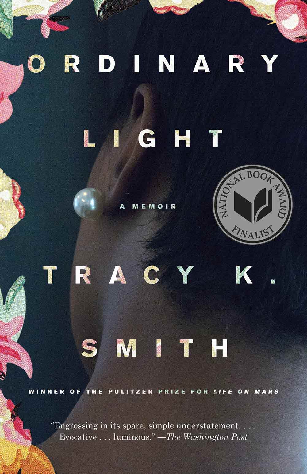 Ordinary light book cover, showing the back of a woman's head, she has short hair and is wearing a large pearl earring
